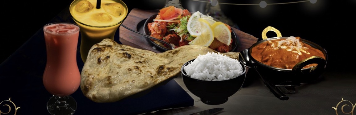 Butter chicken, naan ja riisi